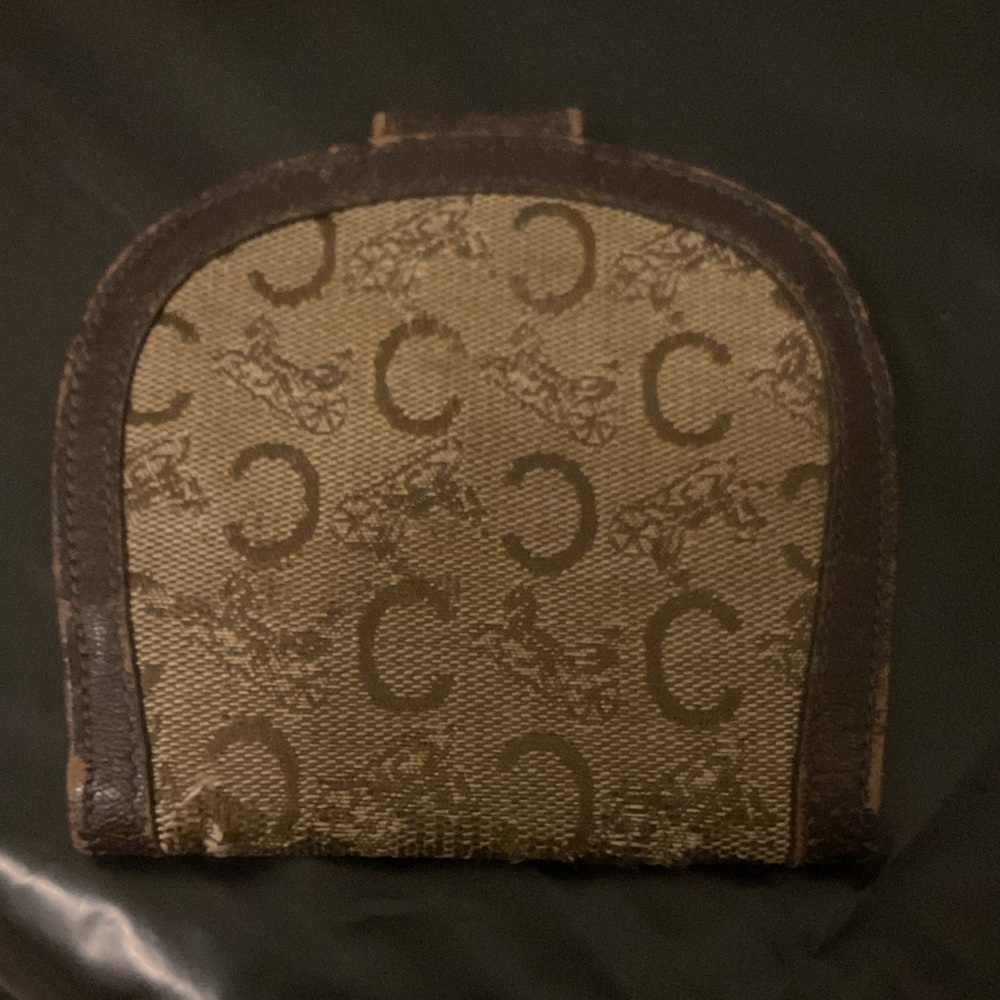 Celine Brown and Gold Monogram Wallet 1970 VINTAGE - Picture 3 of 9